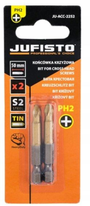 Końcówki Wkrętakowe Ph2 X 50 Mm Tytanowana 2 Szt.