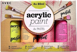 Zestaw farb akrylowych. 4 pastelowe kolory.