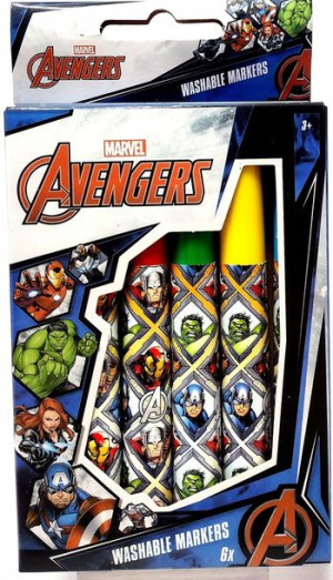 Zestaw zmywalnych mazaków Avengers. 6 sztuk.
