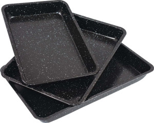 Blachy Do Pieczenia Ciasta Tortów 3 Szt. Prostokątne Stal Węglowa 200c 1025