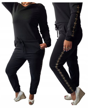 KOMBINEZON DAMSKI Czarny Dres ELEGANCKI komplet