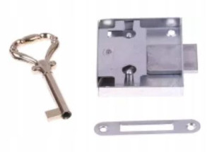 Zamek Meblowy Nakładany 30mm Ocynk Z Kluczem
