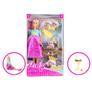 Lalka Anlily W Ciąży 30 Cm + Akcesoria
