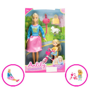 Lalka Anlily 29cm - Spacer Z Córką I Psem