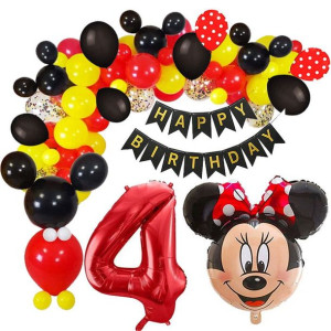 Balony Zestaw Na 4 Urodziny Myszka Minnie 85szt