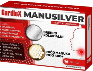 GARDLOX Manusilver pastylki na gardło srebro 16szt