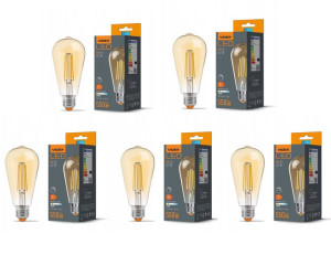 5× Żarówka LED Filament E27 ST64 6W ciepła VIDEX