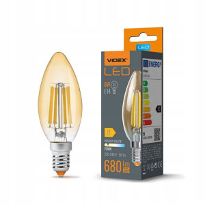 Żarówka LED Filament E14 C35 6W AMBER - Ciepły Bia