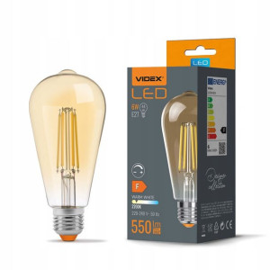 Żarówka LED Filament E27 ST64 6W ciepła VIDEX