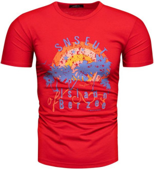 Koszulka męska t-shirt z printem czerwony Recea - M