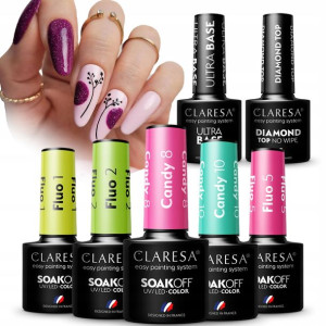 5+2 gratis Claresa lakier hybrydowy UV BAZA TOP