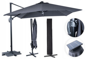 Parasol Ogrodowy Siena Duży Składany Oświetlenie Alu 3x3