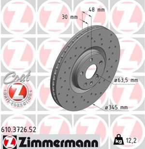 ZIMMERMANN 610.3726.52 Tarcza hamulcowa