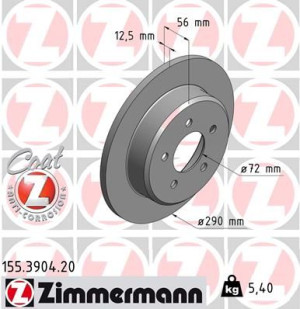 ZIMMERMANN 155.3904.20 Tarcza hamulcowa