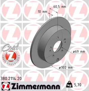 ZIMMERMANN 380.2114.20 Tarcza hamulcowa