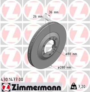 ZIMMERMANN 430.1477.00 Tarcza hamulcowa