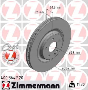 ZIMMERMANN 400.3647.20 Tarcza hamulcowa