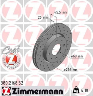ZIMMERMANN 380.2168.52 Tarcza hamulcowa