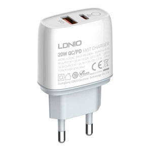 Ładowarka sieciowa LDNIO A2424C USB, USB-C 20W + kabel Lightning
