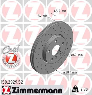 ZIMMERMANN 150.2929.52 Tarcza hamulcowa