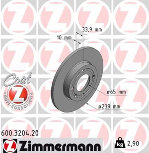 ZIMMERMANN 600.3204.20 Tarcza hamulcowa