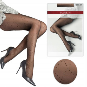 Rajstopy damskie Marilyn kropki romby 1/2 BLACK