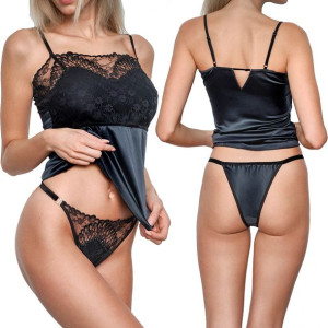 Satynowy top damski z haftem Marcella Poupee 38