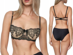 Biustonosz push-up z haftem na miseczkach Adelaide