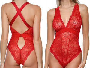 Koronkowe body z głębokim dekoltem Valentina 40