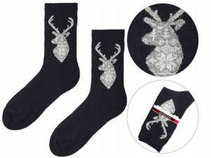 Skarpetki damskie z popiersiem renifera Angora X40