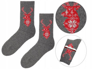 Ciepłe skarpetki damskie z reniferem Angora X40