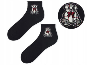 Skarpetki damskie z misiem w kratkę Fashion Teddy