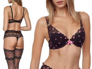 Biustonosz push-up z kwiatowym haftem Margherita