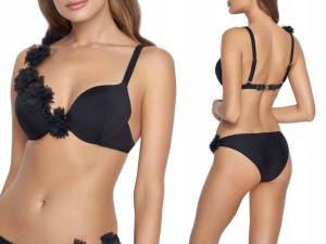 Biustonosz kąpielowy push-up z kwiatową ozdobą 42C