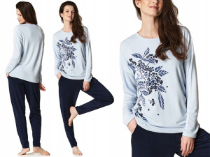Komplet damski Homewear z grafiką czarnego bzu