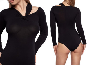 Gładkie body damskie z długim rękawem Jolie Poupee