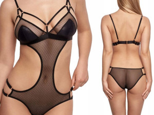 Body z elastycznej siateczki Rendez Vous 40 BLACK