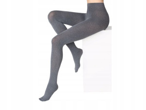 Bezmajtkowe rajstopy velour 180 NERO MELANGE 1/2