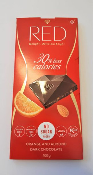Czekolada RED ciemna bez cukru z pomarańczami 100 g Red