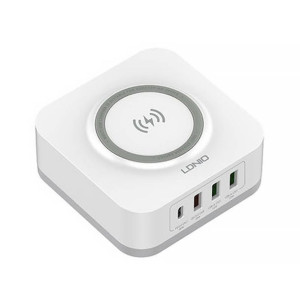 Bezprzewodowa ładowarka indukcyjna LDNIO AW004, 3x USB + USB-C, 32W (biała)