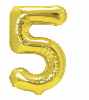Balon foliowy 5 złoty 100 cm urodziny