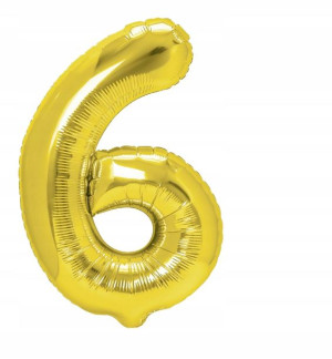 Balon foliowy 6 złoty 100 cm urodziny