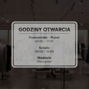 Naklejka godziny otwarcia mrożone szkło A4 21x30cm