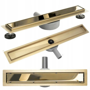 Odpływ Liniowy Neo Mirror Gold Pro Złoty 60 Rea