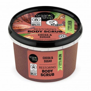 Certyfikowany cukrowy scrub do ciała o działaniu odbudowującym Masło kakaow