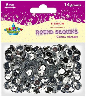 Cekiny okrągłe srebrne metaliczne 9mm Titanum