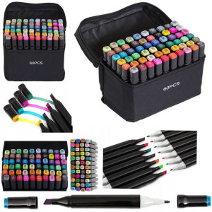 Markery Alkoholowe Dwustronne 60szt+etui+podstawka