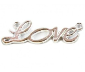 Łącznik do bransoletek LOVE 35x13mm k. srebrny 3szt