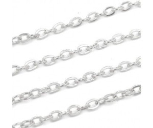 Łańcuszek do biżuterii 3x4x0.5mm 1metr k. srebrny