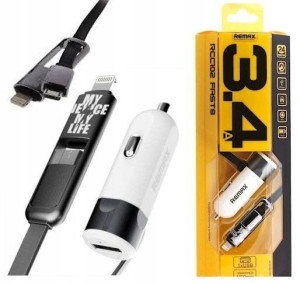 REMAX Ładowarka adapter 2w1 MicroUSB Lightning 3.4A